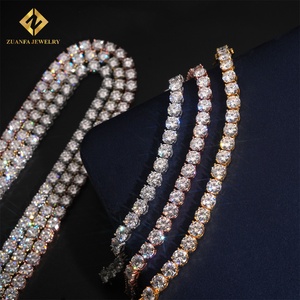 Hoa Kỳ Cổ Nhanh Chóng Vận Chuyển 6.5Mm Moissanite Kim Cương Tennis Vòng Cổ Rắn 925 Bạc Iced out Moissanite Hip Hop Quần Vợt Chuỗi - Product Image 6
