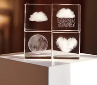 Cube de cristal 3D créatif, artisanat en cristal naturel, ornements en forme de nuage cubique pour souvenir, cadeau délicat