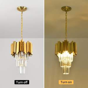 Modern altın kristal avize kolye ışık otel Bar restoran aydınlatma asılı lamba - Product Image 6