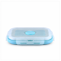Boîte à lunch carrée pliable en silicone, compatible micro-ondes, avec couvercle verrouillable, pour la préparation des repas et les voyages (vente en gros)