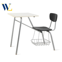 Chaise de lecture scolaire pliable en acier avec support métallique et tablette d'écriture, écologique et durable