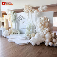 Backdrop PVC Biru Hijau Ripple Berkualitas Tinggi Unik untuk Dekorasi Pernikahan, Latar Belakang Akrilik, Dekorasi Pesta, Gapura untuk Acara
