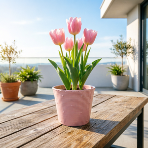 Pots à fleurs en céramique <span class=keywords><strong>de</strong></span> qualité supérieure, 6,5 pouces, rose, à bord festonné côtelé, pour <span class=keywords><strong>une</strong></span> <span class=keywords><strong>d</strong></span>écoration élégante <span class=keywords><strong>de</strong></span> la maison et du jardin, plantes et fleurs <span class=keywords><strong>d</strong></span>'intérieur - Product Image 3