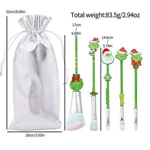5 pièces cadeau spécial vert monstre sourire maquillage pinceau ensemble le sourire entourant brosse ensemble fard à paupières brosse décoration de noël - Product Image 6