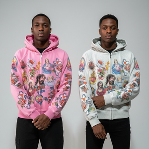 Sweat-shirts personnalisés vintage américains rétro gothiques rock hip hop streetwear délavés, impression numérique DTG, 100% coton, coupe ample, fermeture éclair - Product Image 4