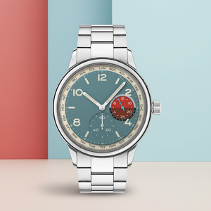 Jam Tangan Pria Klasik Kronograf dengan Tali, Casing Paduan Seng, Baja Anti Karat 22mm, Dial Merah, Kaca Kristal, Mesin Jepang, Tahan Air - Product Image 1