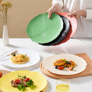 Petal Shape Dinner <b>Plate</b> Plastic 10.2 In Solid Color For Steak <b>Pasta</b> Salad Party Use - Product Image 1