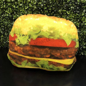Coussin en forme de hamburger en peluche, rembourrage en fibre de coton PP, housse de coussin personnalisée, coussins décoratifs - Product Image 2