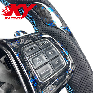 Volant de course personnalisé pour Dodge Chrysler 200 300 SRT 300C 2011-2014, en fibre de carbone forgée bleue, avec affichage LED du régime moteur - Product Image 2