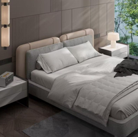 Chambre à coucher de villa haut de gamme minimaliste italienne, lit de luxe léger