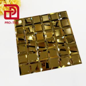 300*300mm Shinning <span class=keywords><strong>mosaico</strong></span> di <span class=keywords><strong>vetro</strong></span> dorato per la decorazione della parete della Villa - Product Image 1