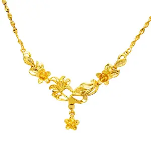 Vietnam sargent flower necklace for women vintage gold-plated brass clavicle necklace