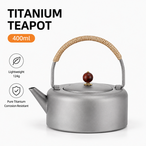 Bouilloire en titane ultralégère 96g 400ml, ensemble de cuisine portable pour la randonnée en plein air, théière, équipement de camping, cafetière - Product Image 1