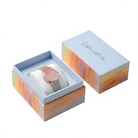 Boîte cadeau rigide personnalisée en deux parties pour bijoux et montres avec insert en velours, papier imprimé UV, pour bagues et colliers