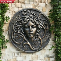 YOUFINE Plaque murale en relief tête de Méduse en bronze antique pour la décoration murale de luxe de la maison et du jardin