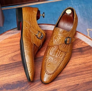 Chaussures montantes pour hommes en cuir véritable, motif floral, imperméables, légères, formelles, à bout pointu, avec boucle britannique, antidérapantes - Product Image 3