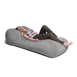 DB Jaxx Arlo Chaise Lounge Bean Bag Silla Cómoda Premium Chenille Gris Estilo japonés contemporáneo Muebles para el hogar Relleno de espuma - Product Image 1