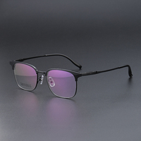 Gafas Ópticas OEM, Monturas de Titanio para Gafas, Montura de Gafas Ópticas para Hombre de Talla Grande, Media Montura, Estilo Retro, Alta Calidad