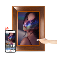 Pro bingkai foto Digital WiFi kayu, bingkai foto elektronik layar sentuh HD IPS putar otomatis dapat dipasang di dinding Frameo Foto Video