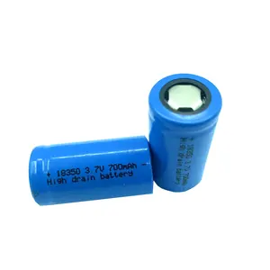 Lithium cylinder 18350 3.7V 700mAh high drain battery ICR18350 button top battery can be protected battery