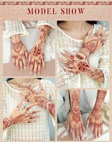 Nouveaux Tatouages Temporaires Rouges et Bruns à Motifs Floraux pour Femmes Adultes, Autocollants de Tatouage pour Ramadan, Mariage, Fête Islamique, Festival