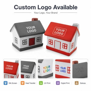 Balle anti-stress personnalisée en forme de maison en mousse PU à rebond lent, jouet à presser pour cadeaux promotionnels immobiliers et branding de courtiers en emprunts hypothécaires - Product Image 2
