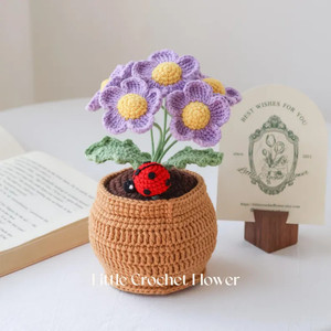 Crocheted 5-Head Daisy Ladybug Potted Plant Knit Hecho a mano Potted Knitted Crochet Plant Crochet Daisy Flower Regalos de Navidad - Product Image 5