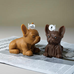 Lilin berbentuk anak anjing Bulldog Perancis, lilin dekorasi rumah kedelai beraroma anjing hewan peliharaan lucu hadiah Natal - Product Image 4
