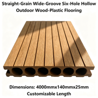 Planches de terrasse WPC écologiques pour extérieur, rainurées à 6 cavités, grain droit, large rainure 140mmx25mm, étanches, longueur et couleur personnalisables, pour jardin, vente en gros