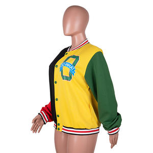 XS 4XL surdimensionné dames manteau d'hiver mode Streetwear couleur Baseball veste automne grande taille Bomber vestes pour les femmes - Product Image 3