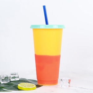 Nhựa tái sử dụng chai nước với ống hút nhiệt độ thay đổi màu lạnh ly 710ml ma thuật Tumblers quà tặng sinh nhật - Product Image 5