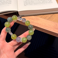 Bracelet classique en perles de quartz rutilé vert serpentine naturel 14 mm, avec fluorite bleue du diable, bijou audacieux à énergie curative, cadeau