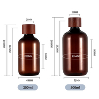 Bouteille d'huile essentielle en plastique PET 300ml 10oz 16oz 500ml avec bouchon à vis en bois de bambou pour soin de la peau, sérum, crème pour le visage, lotion, shampoing