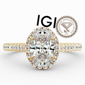 Op maat gemaakte GIA IGI gecertificeerde laboratorium gekweekte diamant 18K 14K 9K massief gouden prinses peer ovaal geslepen 1 ct 2 ct dames sieraden verlovingsring - Product Image 1