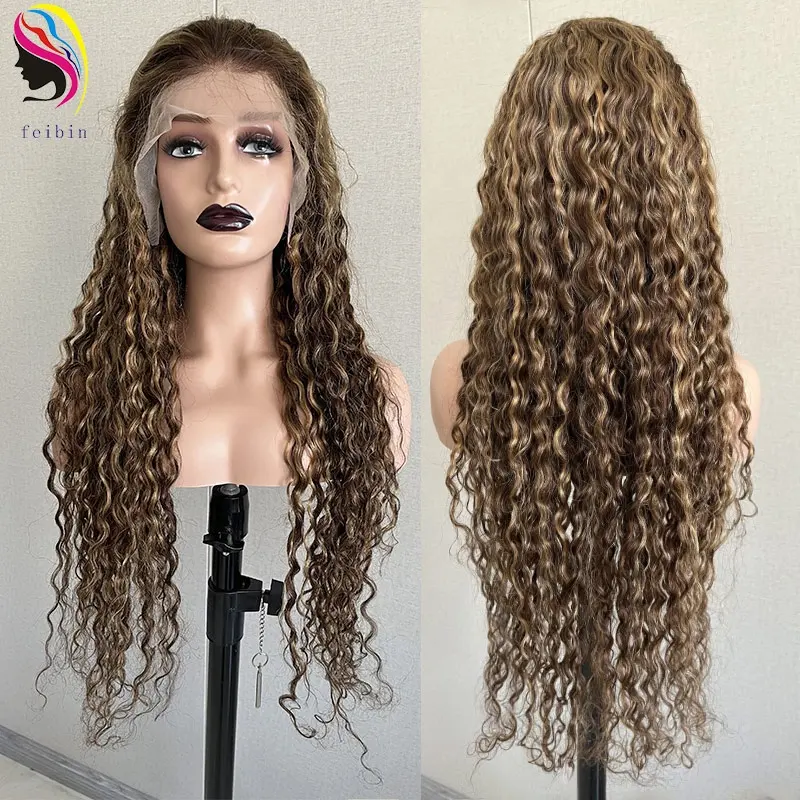 13x4 Highlight Piano 180 density Ombre P4/27 30 inch Virgin Glueless raw 13x6 Human Hair Swiss Transparent Hd Lace Front Wig