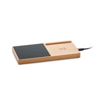 Base de carga inalámbrica de bambú con logotipo personalizado rápido 15W/10W/5W regalo de negocios promocional para teléfono
