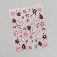 Offre Spéciale personnalisé nouveau automne léopard lys en relief Nail Art autocollant auto-adhésif marron rose fleur de lys 5D Nail Art décalcomanies