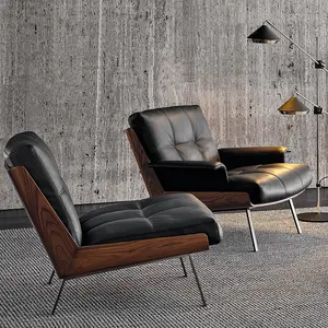 Design italiano vivant chaise de salle in legno di noce monoposto in tessuto e pelle soggiorno sedia in pelle