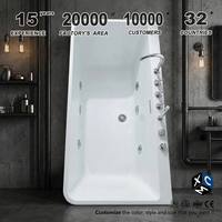 Baignoire autoportante de massage et de trempage, design nordique moderne, blanche, écologique, couleur personnalisable, avec douchette, pour hôtels et appartements