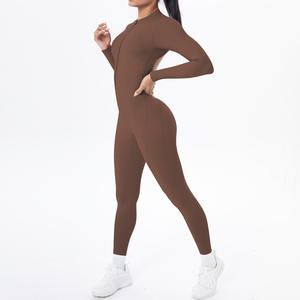 Combinaison de sport sexy sans manches pour femme, grande taille, dos nu, effet froncé aux fesses, idéale pour le fitness et le yoga - Product Image 3