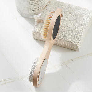 Brosse multifonctionnelle pour enlever les peaux mortes Brosse de massage pour enlever les callosités Lime pour les pieds en bois de lotus, pierre ponce de bambou et <span class=keywords><strong>calcaire</strong></span> - Product Image 5