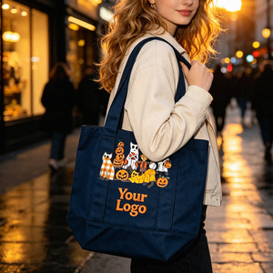 <span class=keywords><strong>Borsa</strong></span> Tote in Tela <span class=keywords><strong>Nera</strong></span> Personalizzata con Stampa Motivo Gatto e Zucca di Halloween, <span class=keywords><strong>Borsa</strong></span> a Tracolla Riutilizzabile per la Spesa, Regalo per le Feste, <span class=keywords><strong>Borsa</strong></span> per lo Shopping - Product Image 3