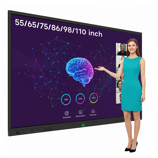 Hot Sale 75 86 98 110 Inch Digital Flat Panel Interactive Smart Whiteboard Classroom 4K 20-Point Touch Android/Windows 120Hz 4mm