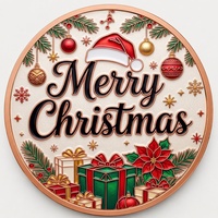 Pièce de monnaie en cuivre de collection de Noël, personnalisée, 1/5 once de Troye, médaille imprimée en couleur, livraison rapide directe d'usine pour cadeau de fêtes