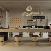 Nouveau design de kiosque alimentaire en bois massif pour centre commercial, design d'intérieur commercial populaire, comptoir à café moderne et créatif en bois MDF