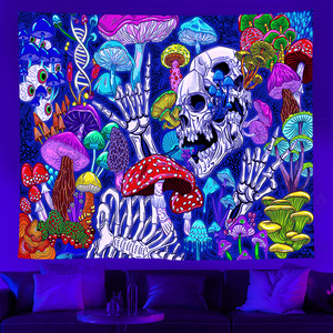 Tapiz colgante de pared fluorescente, Fondo de Mandala psicodélico, suministros de <span class=keywords><strong>brujería</strong></span>, tapiz de seta de luz púrpura - Product Image 6