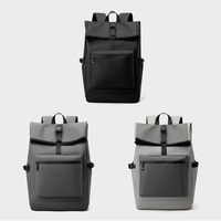 Sac à dos pour ordinateur portable, imperméable, en cuir, pliable, à enroulement, pour hommes, voyage, étudiant