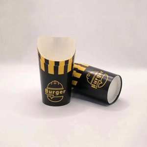 Impression de logo personnalisé, emballage alimentaire en papier kraft noir bon marché pour frites, 12 oz, porte-frites jetable, gobelet en papier pour frites - Product Image 4