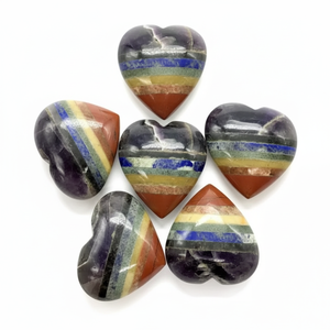 Piedra preciosa de cristal pulida con forma de corazón hinchado de siete Chakras de calidad superior para equilibrio de Chakra Reiki disponible a bajo precio - Product Image 1