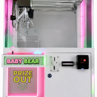 Machine à griffes miniature à monnayeur avec éclairage LED rose et vert, 9 compartiments de présentation de prix, machine de jeu d'arcade